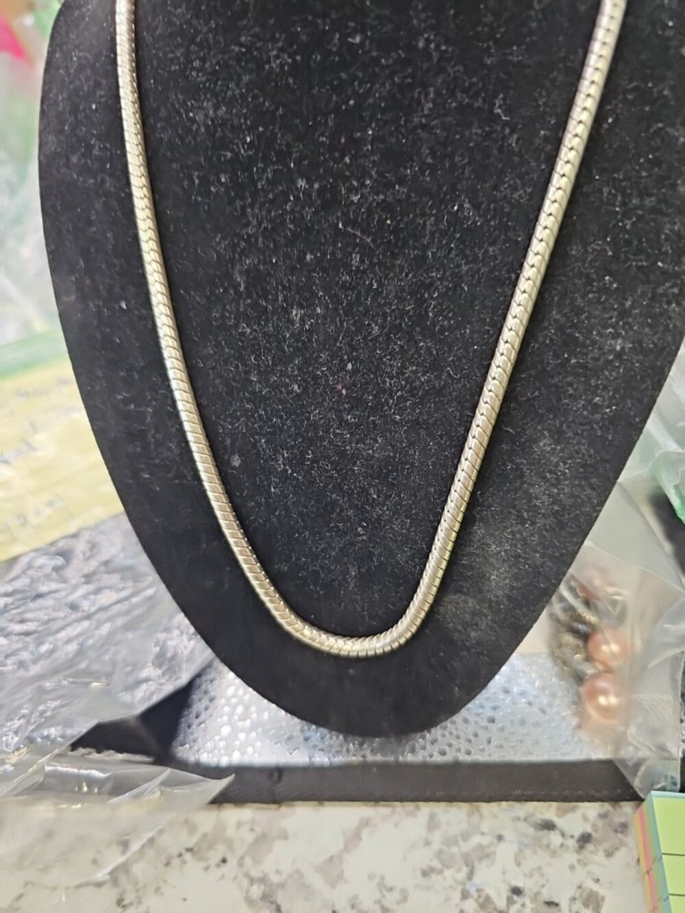 Necklace 18"inch. 925silver Snake Cable Link Lobster Closure